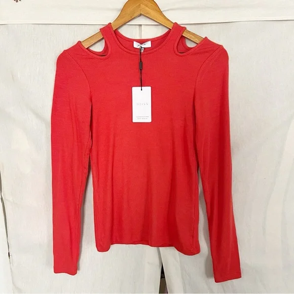 SOLD 🛑 Reiss Laurel Orange Ribbed Cutout Long Sleeve Top NWT - Picture 5 of 11